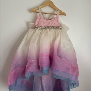 Pleiades Charlotte size 5 Silk Pink Ombre Party Dress with Beaded Waist
